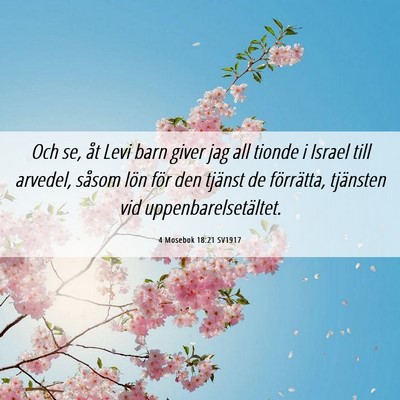 Picture 06 - 4 Mosebok 18:21 SV1917 - Och se, åt Levi barn giver jag all tionde i - Bible Verse Picture
