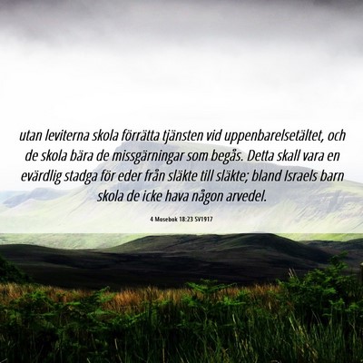 Picture 06 - 4 Mosebok 18:23 SV1917 - utan leviterna skola förrätta tjänsten vid - Bible Verse Picture