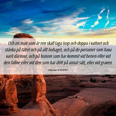 Picture 06 - 4 Mosebok 19:18 SV1917 - Och en man som är ren skall taga isop och doppa - Bible Verse Picture