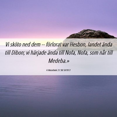 Picture 06 - 4 Mosebok 21:30 SV1917 - Vi sköto ned dem -- förlorat var Hesbon, landet - Bible Verse Picture