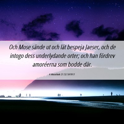 Picture 06 - 4 Mosebok 21:32 SV1917 - Och Mose sände ut och lät bespeja Jaeser, och - Bible Verse Picture