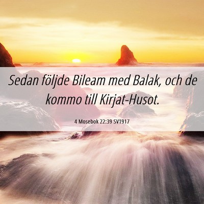 Picture 06 - 4 Mosebok 22:39 SV1917 - Sedan följde Bileam med Balak, och de kommo till - Bible Verse Picture