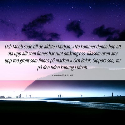 Picture 06 - 4 Mosebok 22:4 SV1917 - Och Moab sade till de äldste i Midjan: »Nu - Bible Verse Picture