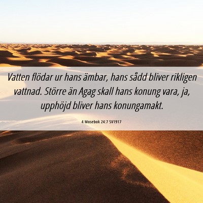 Picture 06 - 4 Mosebok 24:7 SV1917 - Vatten flödar ur hans ämbar, hans sådd bliver - Bible Verse Picture