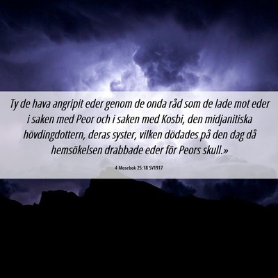 Picture 06 - 4 Mosebok 25:18 SV1917 - Ty de hava angripit eder genom de onda råd som - Bible Verse Picture