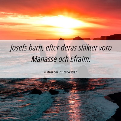 Picture 06 - 4 Mosebok 26:28 SV1917 - Josefs barn, efter deras släkter voro Manasse - Bible Verse Picture