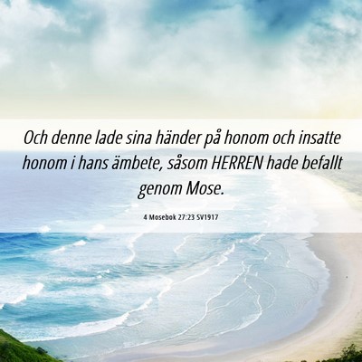 Picture 06 - 4 Mosebok 27:23 SV1917 - Och denne lade sina händer på honom och insatte - Bible Verse Picture