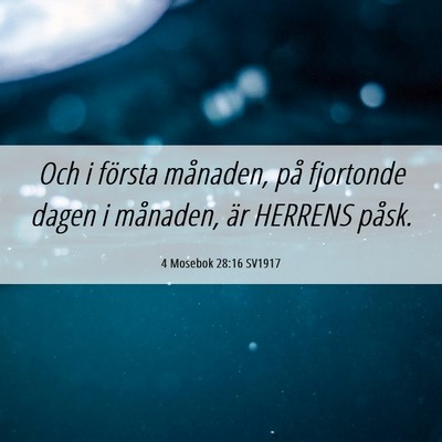 Picture 06 - 4 Mosebok 28:16 SV1917 - Och i första månaden, på fjortonde dagen i - Bible Verse Picture
