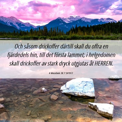 Picture 06 - 4 Mosebok 28:7 SV1917 - Och såsom drickoffer därtill skall du offra en - Bible Verse Picture