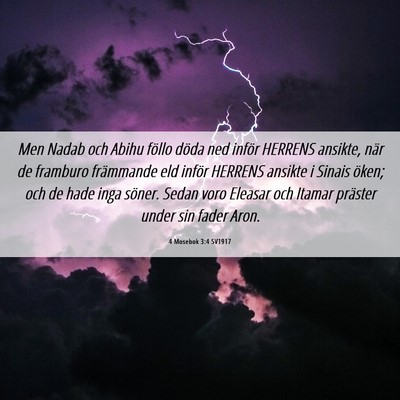Picture 06 - 4 Mosebok 3:4 SV1917 - Men Nadab och Abihu föllo döda ned inför - Bible Verse Picture