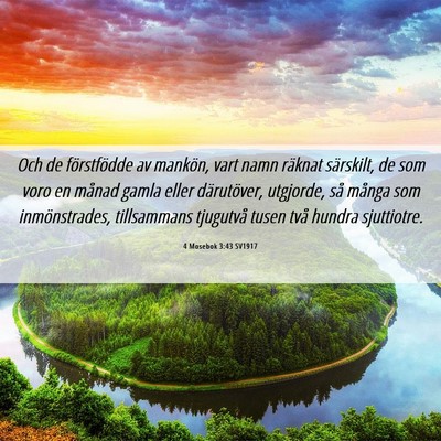 Picture 06 - 4 Mosebok 3:43 SV1917 - Och de förstfödde av mankön, vart namn räknat - Bible Verse Picture