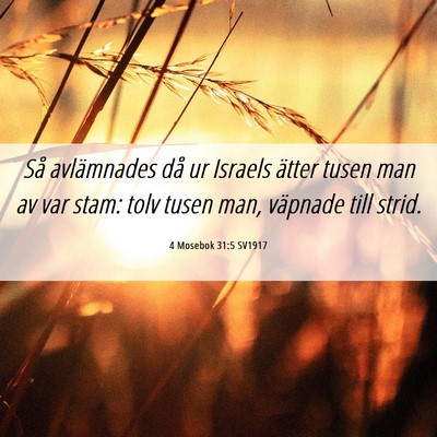 Picture 06 - 4 Mosebok 31:5 SV1917 - Så avlämnades då ur Israels ätter tusen man - Bible Verse Picture