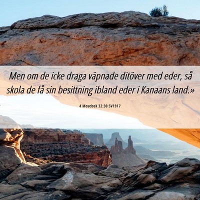 Picture 06 - 4 Mosebok 32:30 SV1917 - Men om de icke draga väpnade ditöver med eder, - Bible Verse Picture