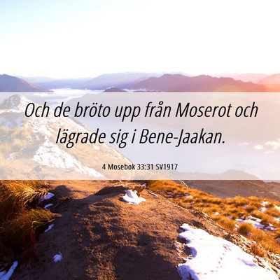 Picture 06 - 4 Mosebok 33:31 SV1917 - Och de bröto upp från Moserot och lägrade sig - Bible Verse Picture