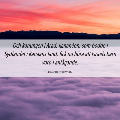 Picture 06 - 4 Mosebok 33:40 SV1917 - Och konungen i Arad, kananéen, som bodde i - Bible Verse Picture
