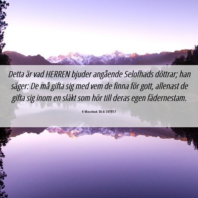 Picture 06 - 4 Mosebok 36:6 SV1917 - Detta är vad HERREN bjuder angående Selofhads - Bible Verse Picture