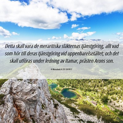 Picture 06 - 4 Mosebok 4:33 SV1917 - Detta skall vara de meraritiska släkternas - Bible Verse Picture