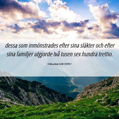 Picture 06 - 4 Mosebok 4:40 SV1917 - dessa som inmönstrades efter sina släkter och - Bible Verse Picture