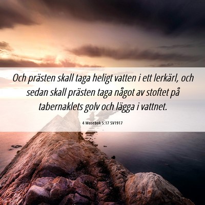 Picture 06 - 4 Mosebok 5:17 SV1917 - Och prästen skall taga heligt vatten i ett - Bible Verse Picture