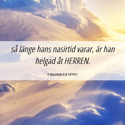 Picture 06 - 4 Mosebok 6:8 SV1917 - så länge hans nasirtid varar, är han helgad - Bible Verse Picture