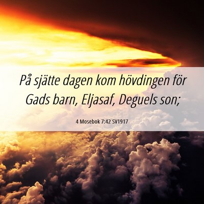 Picture 06 - 4 Mosebok 7:42 SV1917 - På sjätte dagen kom hövdingen för Gads barn, - Bible Verse Picture