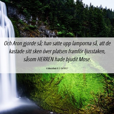 Picture 06 - 4 Mosebok 8:3 SV1917 - Och Aron gjorde så; han satte upp lamporna så, - Bible Verse Picture
