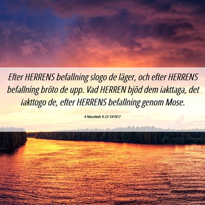 Picture 06 - 4 Mosebok 9:23 SV1917 - Efter HERRENS befallning slogo de läger, och - Bible Verse Picture