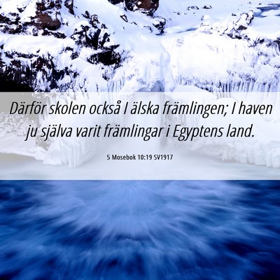 Picture 06 - 5 Mosebok 10:19 SV1917 - Därför skolen också I älska främlingen; I - Bible Verse Picture