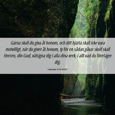 Picture 06 - 5 Mosebok 15:10 SV1917 - Gärna skall du giva åt honom, och ditt hjärta - Bible Verse Picture