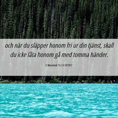 Picture 06 - 5 Mosebok 15:13 SV1917 - och när du släpper honom fri ur din tjänst, - Bible Verse Picture