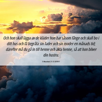 Picture 06 - 5 Mosebok 21:13 SV1917 - Och hon skall lägga av de kläder hon bar såsom - Bible Verse Picture