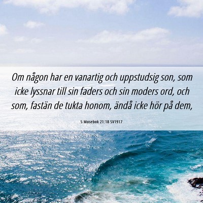 Picture 06 - 5 Mosebok 21:18 SV1917 - Om någon har en vanartig och uppstudsig son, som - Bible Verse Picture