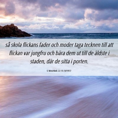 Picture 06 - 5 Mosebok 22:15 SV1917 - så skola flickans fader och moder taga tecknen - Bible Verse Picture