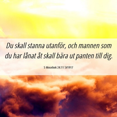 Picture 06 - 5 Mosebok 24:11 SV1917 - Du skall stanna utanför, och mannen som du har - Bible Verse Picture
