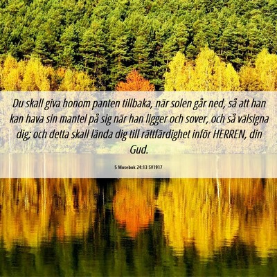 Picture 06 - 5 Mosebok 24:13 SV1917 - Du skall giva honom panten tillbaka, när solen - Bible Verse Picture