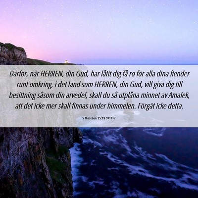 Picture 06 - 5 Mosebok 25:19 SV1917 - Därför, när HERREN, din Gud, har låtit dig - Bible Verse Picture