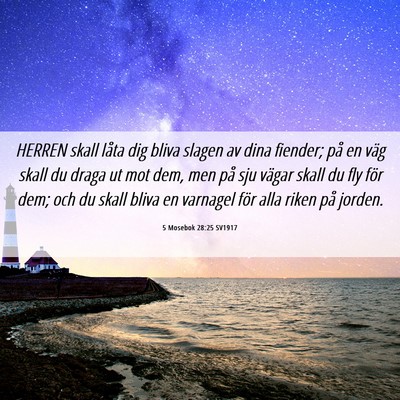 Picture 06 - 5 Mosebok 28:25 SV1917 - HERREN skall låta dig bliva slagen av dina - Bible Verse Picture