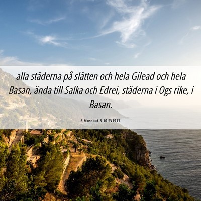 Picture 06 - 5 Mosebok 3:10 SV1917 - alla städerna på slätten och hela Gilead och - Bible Verse Picture