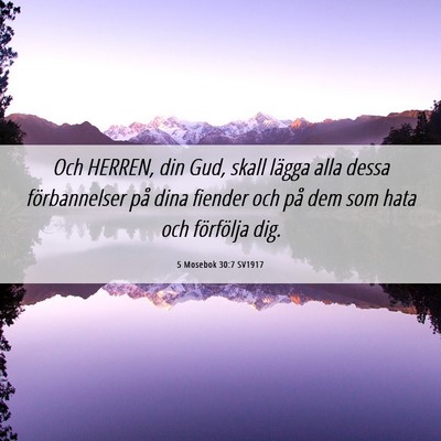 Picture 06 - 5 Mosebok 30:7 SV1917 - Och HERREN, din Gud, skall lägga alla dessa - Bible Verse Picture