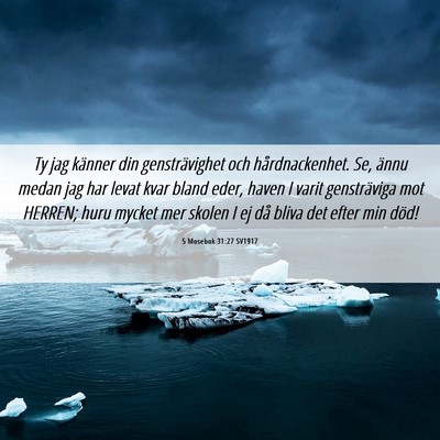 Picture 06 - 5 Mosebok 31:27 SV1917 - Ty jag känner din gensträvighet och - Bible Verse Picture