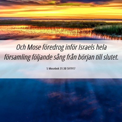 Picture 06 - 5 Mosebok 31:30 SV1917 - Och Mose föredrog inför Israels hela - Bible Verse Picture