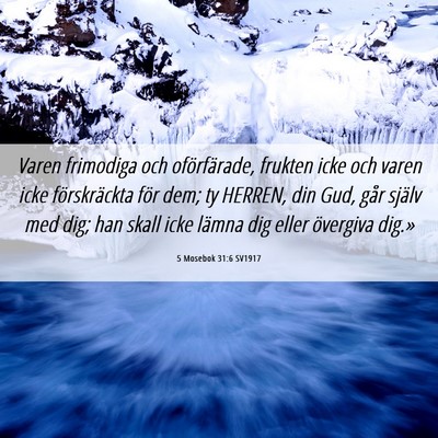 Picture 06 - 5 Mosebok 31:6 SV1917 - Varen frimodiga och oförfärade, frukten icke - Bible Verse Picture