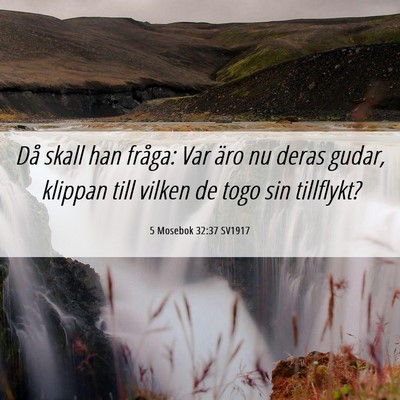 Picture 06 - 5 Mosebok 32:37 SV1917 - Då skall han fråga: Var äro nu deras gudar, - Bible Verse Picture