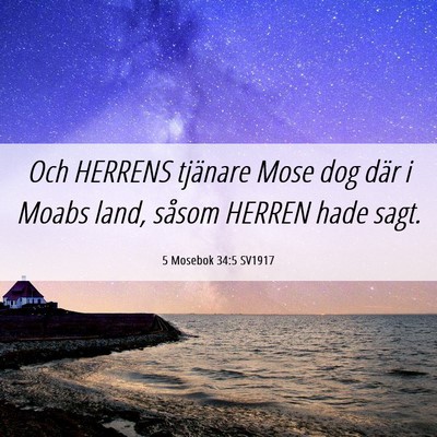 Picture 06 - 5 Mosebok 34:5 SV1917 - Och HERRENS tjänare Mose dog där i Moabs land, - Bible Verse Picture