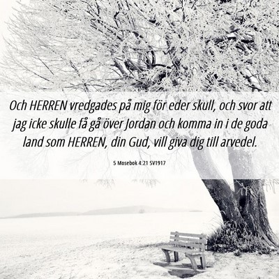Picture 06 - 5 Mosebok 4:21 SV1917 - Och HERREN vredgades på mig för eder skull, och - Bible Verse Picture