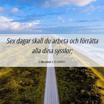 Picture 06 - 5 Mosebok 5:13 SV1917 - Sex dagar skall du arbeta och förrätta alla - Bible Verse Picture