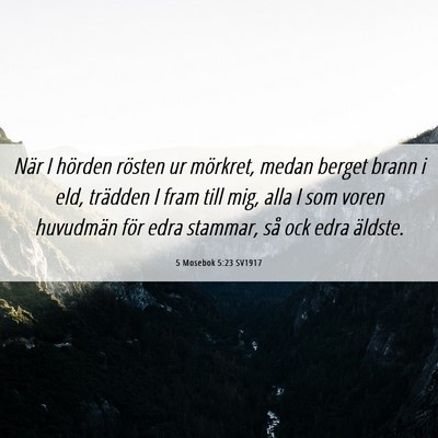 Picture 06 - 5 Mosebok 5:23 SV1917 - När I hörden rösten ur mörkret, medan berget - Bible Verse Picture