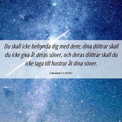 Picture 06 - 5 Mosebok 7:3 SV1917 - Du skall icke befrynda dig med dem; dina döttrar - Bible Verse Picture