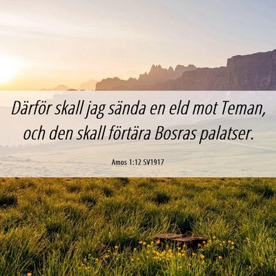 Picture 06 - Amos 1:12 SV1917 - Därför skall jag sända en eld mot Teman, och - Bible Verse Picture