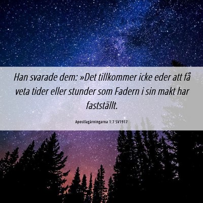 Picture 06 - Apostlagärningarna 1:7 SV1917 - Han svarade dem: »Det tillkommer icke eder att - Bible Verse Picture